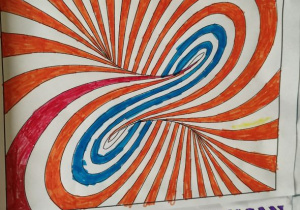 linie spiralne niebieskie i czerwone