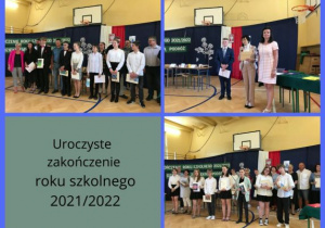 uczniowie stroje galowe nauczyciele sala gimnastyczna