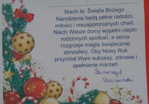 kartka z życzeniami świątecznymi