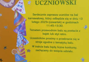 plakat promujący bal karnawałowy