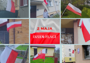 Flagi uczniów powiewające na wietrze